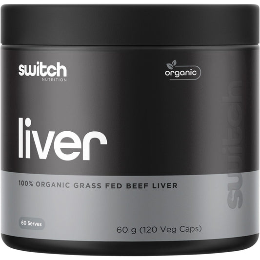Switch Nutrition Beef Liver 100% Organic Grass Fed 120 Caps - Switch Nutrition