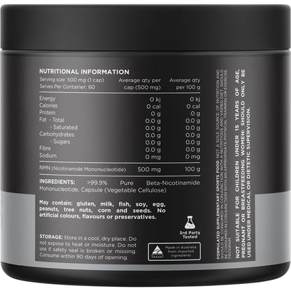 Switch Nutrition NMN Pure Nicotinamide Mononucleotide 60 Caps - Switch Nutrition