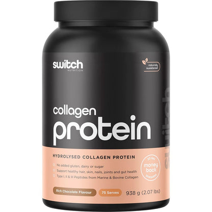Switch Nutrition Hydrolysed Collagen Protein Rich Chocolate 938g - Switch Nutrition