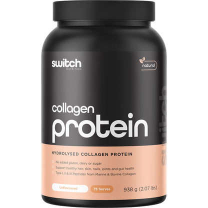 Switch Nutrition Hydrolysed Collagen Protein Unflavoured 938g - Switch Nutrition