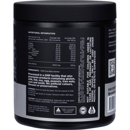 Switch Nutrition Beta Alanine Powder 100% Pure Unflavoured 400g - Switch Nutrition