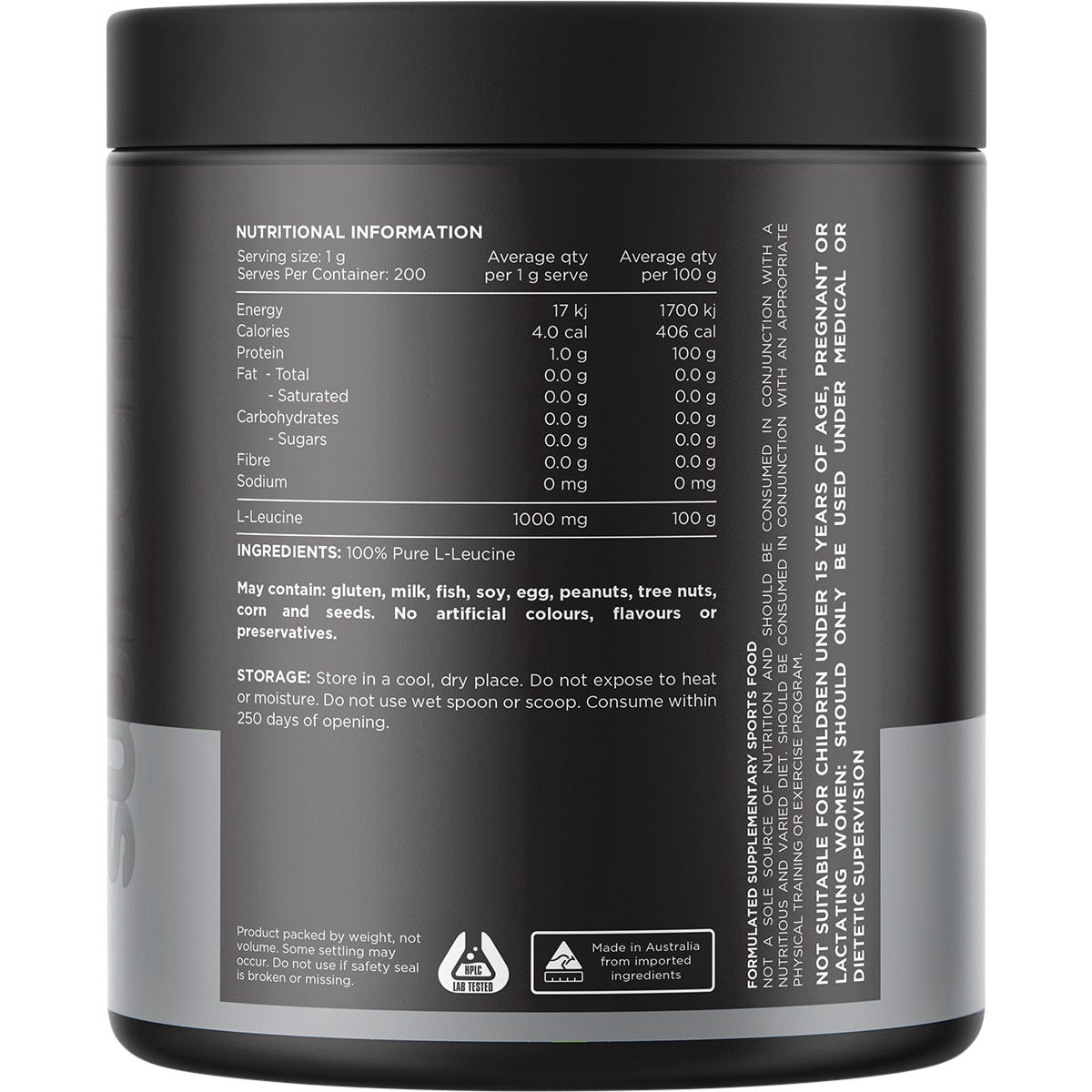 Switch Nutrition Leucine 100% Pure L-Leucine Unflavoured 200g - Switch Nutrition