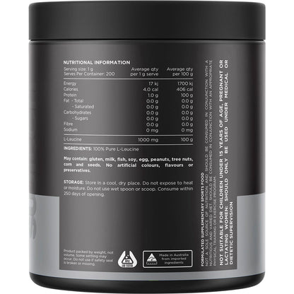 Switch Nutrition Leucine 100% Pure L-Leucine Unflavoured 200g - Switch Nutrition
