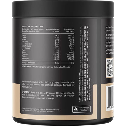 Switch Nutrition Moringa 100% Pure Organic Moringa Oleifera Unflavoured 150g - Switch Nutrition