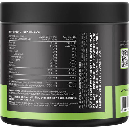 Switch Nutrition BHB Beta-Hydroxybutyrate 90 Caps - Switch Nutrition