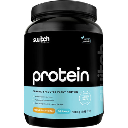 Switch Nutrition Protein Organic Sprouted Plant Peanut Butter Toffee 900g - Switch Nutrition