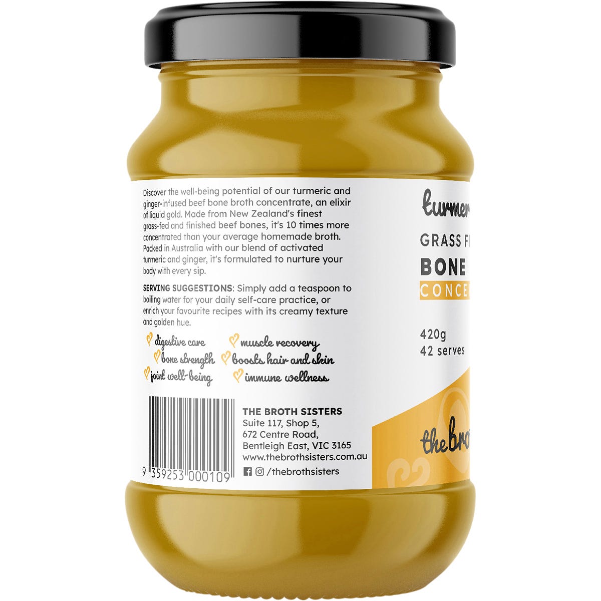 The Broth Sisters Beef Bone Broth Concentrate Turmeric & Ginger 420g - The Broth Sisters