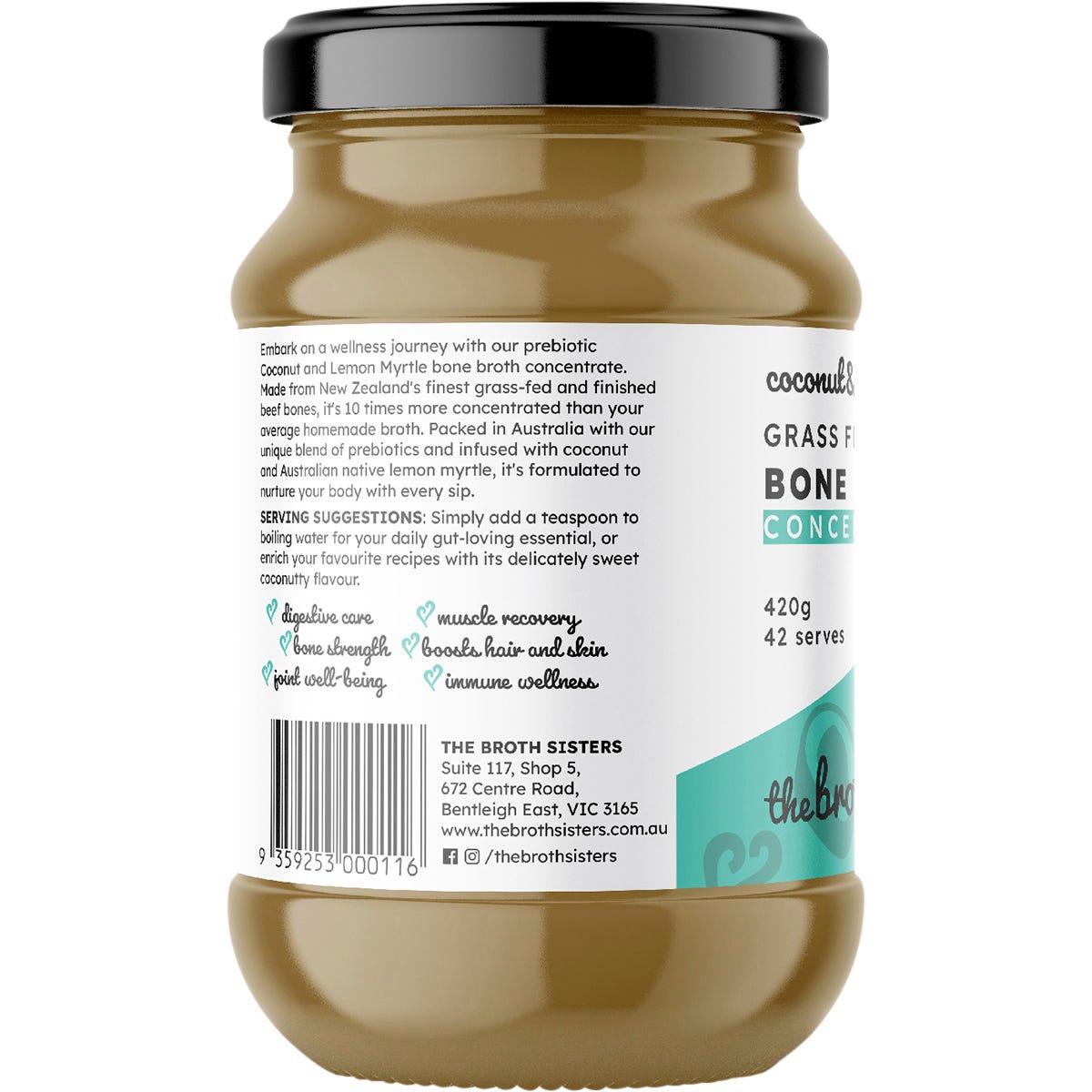 The Broth Sisters Beef Bone Broth Concentrate Coconut & Lemon Myrtle 420g - The Broth Sisters