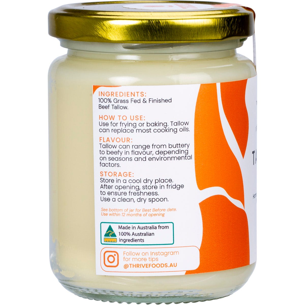 Thrive Tallow 100% Grass Fed Tallow 250ml - Thrive Tallow