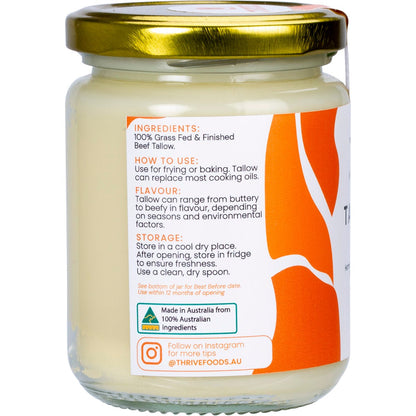 Thrive Tallow 100% Grass Fed Tallow 250ml - Thrive Tallow