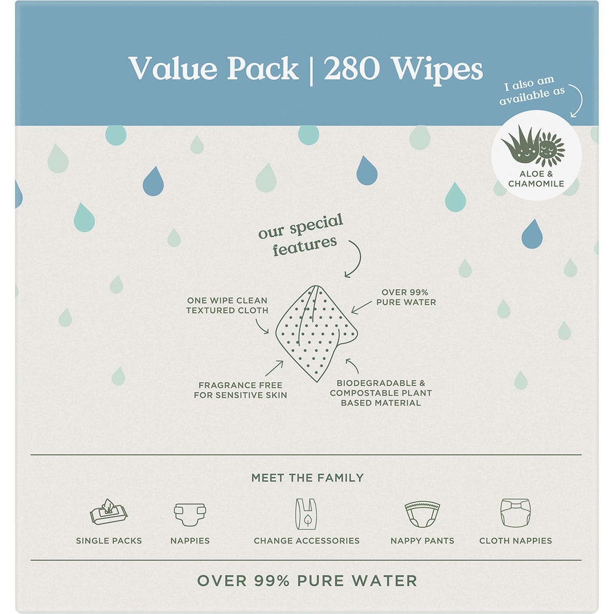 Tooshies Pure Water Baby Wipes Value Pack 4x70pk - Tooshies