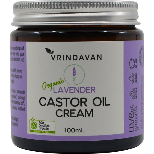 Vrindavan Castor Oil Cream Lavender 100ml - Vrindavan