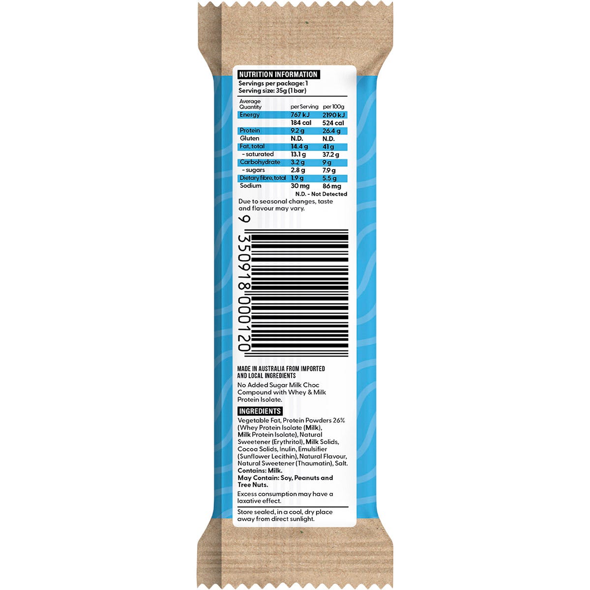 Vitawerx Protein Milk Choc Bar 12x35g - Vitawerx