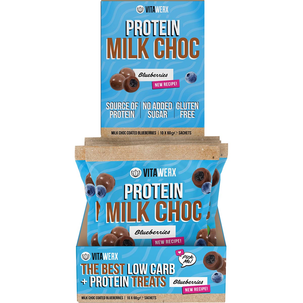 Vitawerx Milk Choc Coated Blueberries 10x60g - Vitawerx