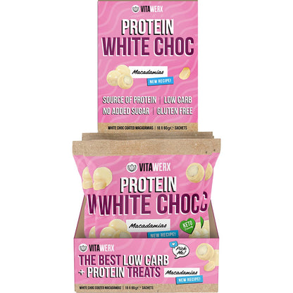 Vitawerx White Choc Coated Macadamias 10x60g - Vitawerx