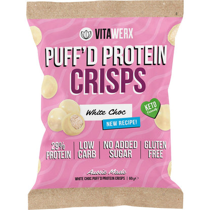 Vitawerx Puff'd Protein Crisps White Choc 10x60g - Vitawerx