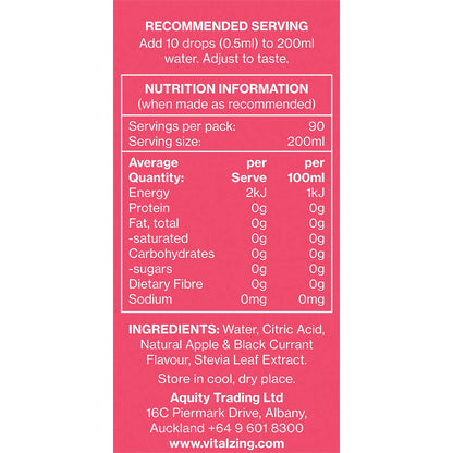 Vital Zing Water Drops Apple & Blackcurrant 45ml - Vital Zing