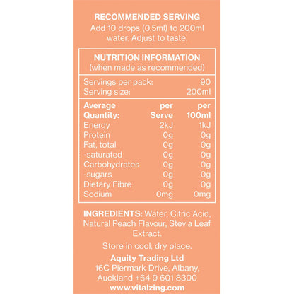 Vital Zing Water Drops Peach 45ml - Vital Zing