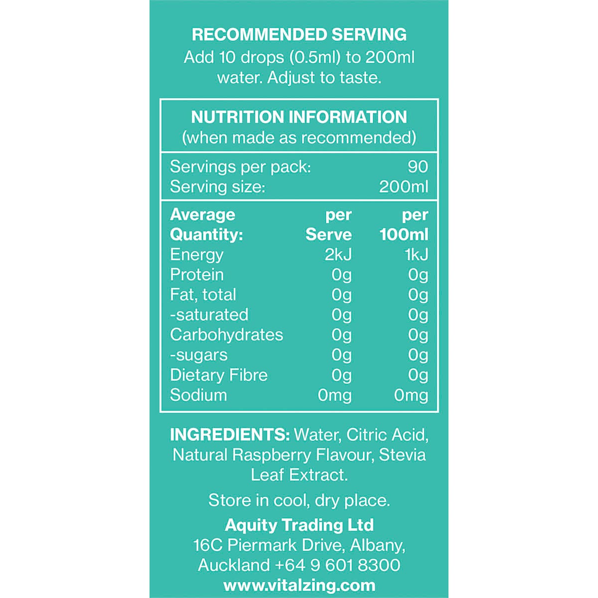 Vital Zing Water Drops Raspberry 45ml - Vital Zing