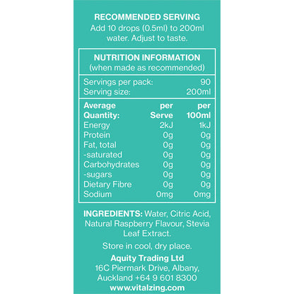 Vital Zing Water Drops Raspberry 45ml - Vital Zing