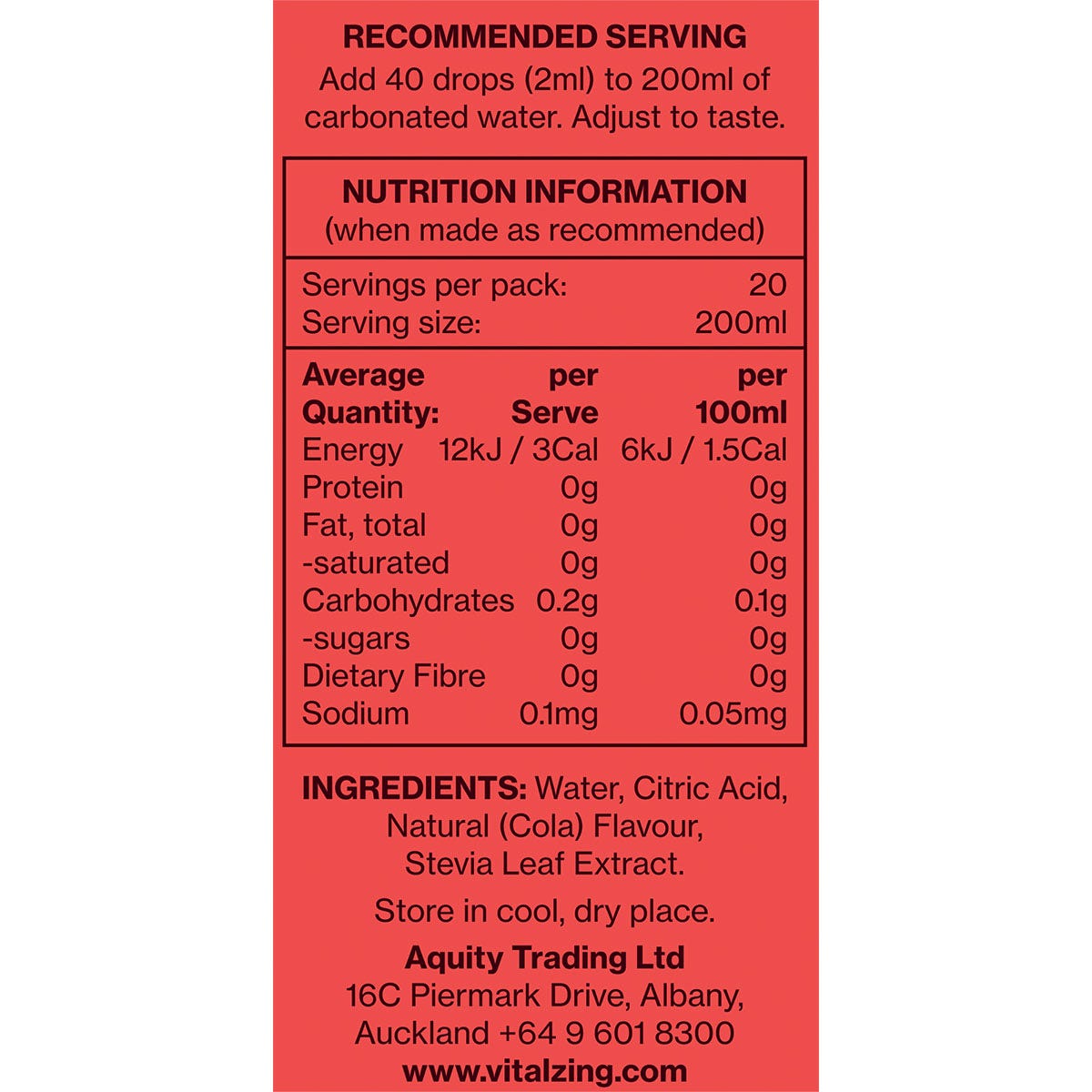 Vital Zing Soda Drops Vital Cola 40ml - Vital Zing