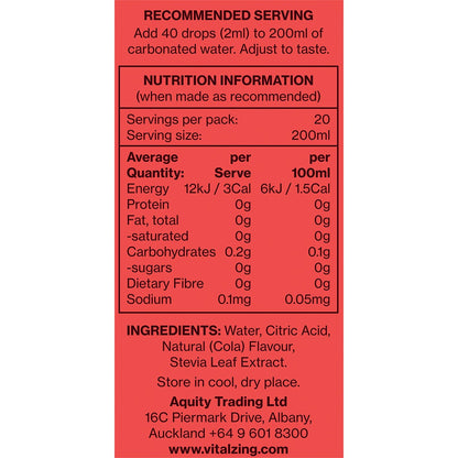 Vital Zing Soda Drops Vital Cola 40ml - Vital Zing