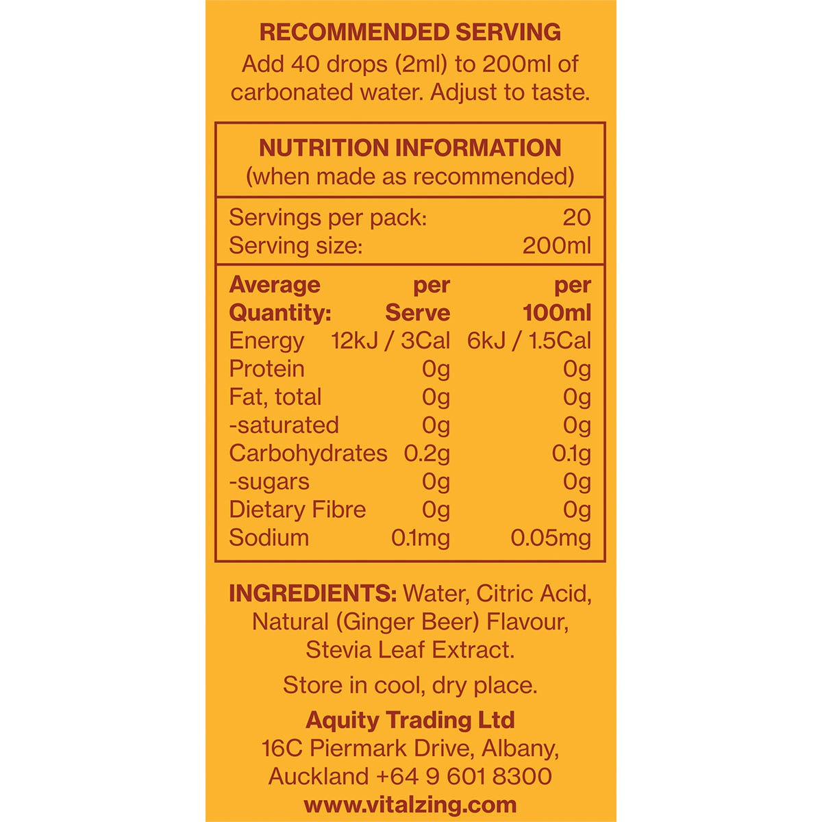 Vital Zing Soda Drops Ginger Beer 40ml - Vital Zing