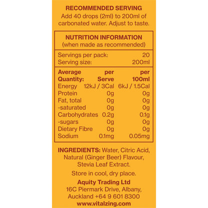 Vital Zing Soda Drops Ginger Beer 40ml - Vital Zing