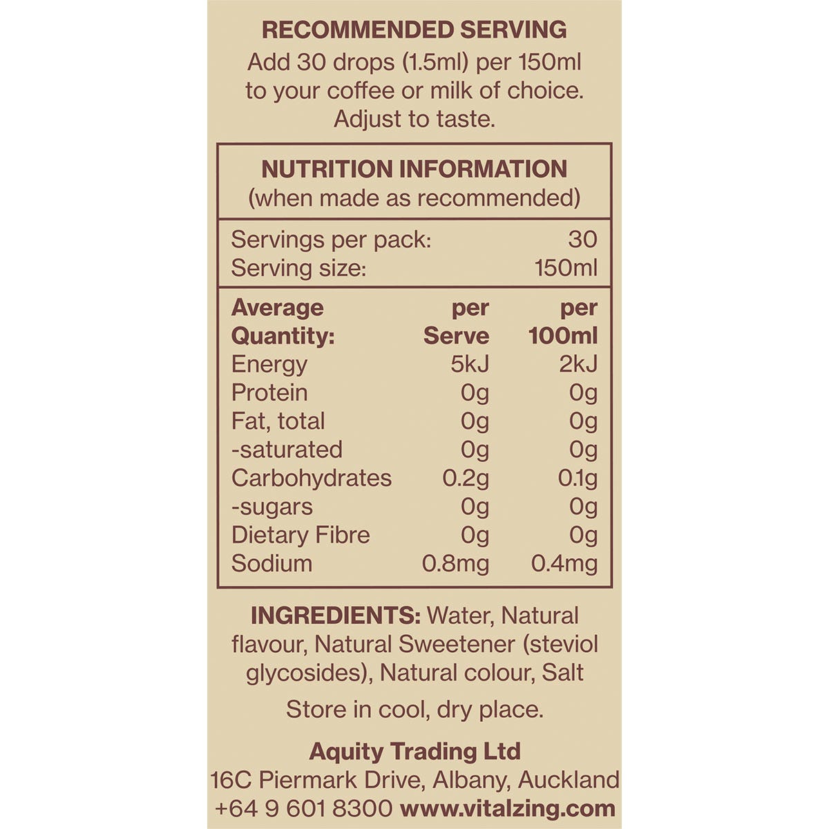 Vital Zing Cafe Drops Vanilla 40ml - Vital Zing
