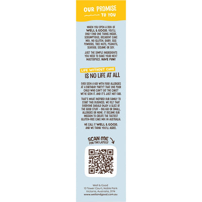 Well & Good Lemon Coconut Cake Mix with Goji Berry Icing 475g - Well & Good
