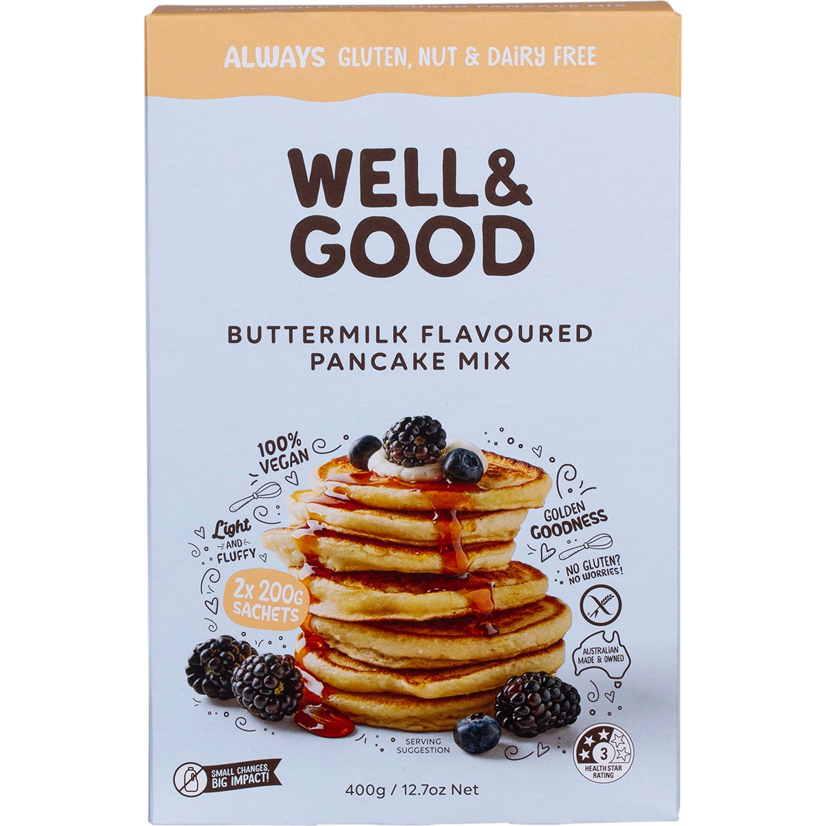 Well & Good Buttermilk Flavoured Pancake Mix 2x200g - Well & Good