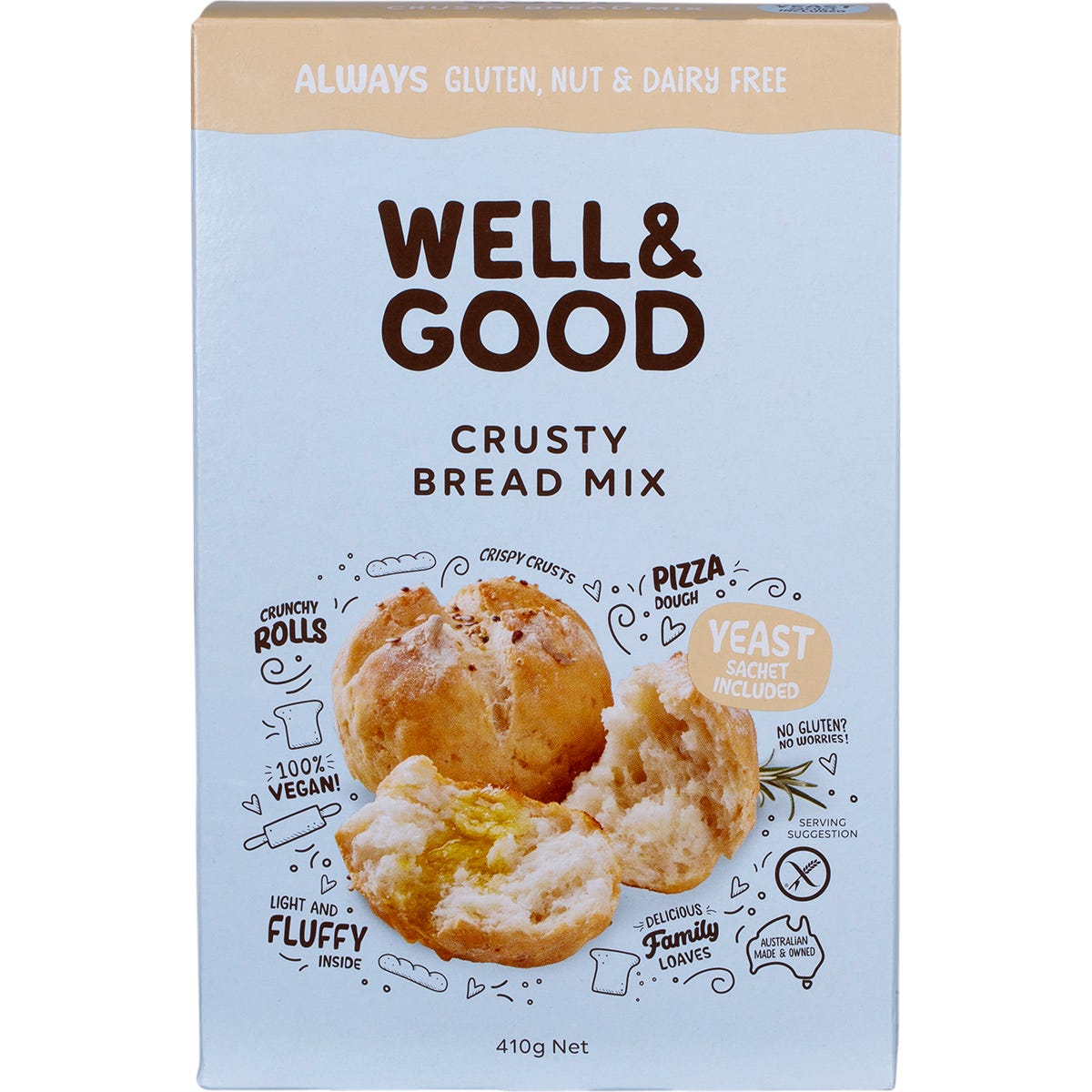 Well & Good Crusty Bread Mix 410g - Well & Good