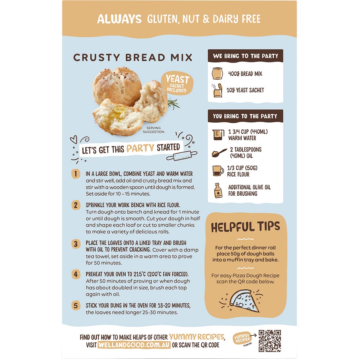 Well & Good Crusty Bread Mix 410g - Well & Good