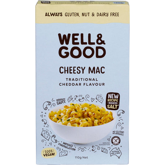 Well & Good Cheesy Mac Traditional Cheddar Flavour 110g - Well & Good