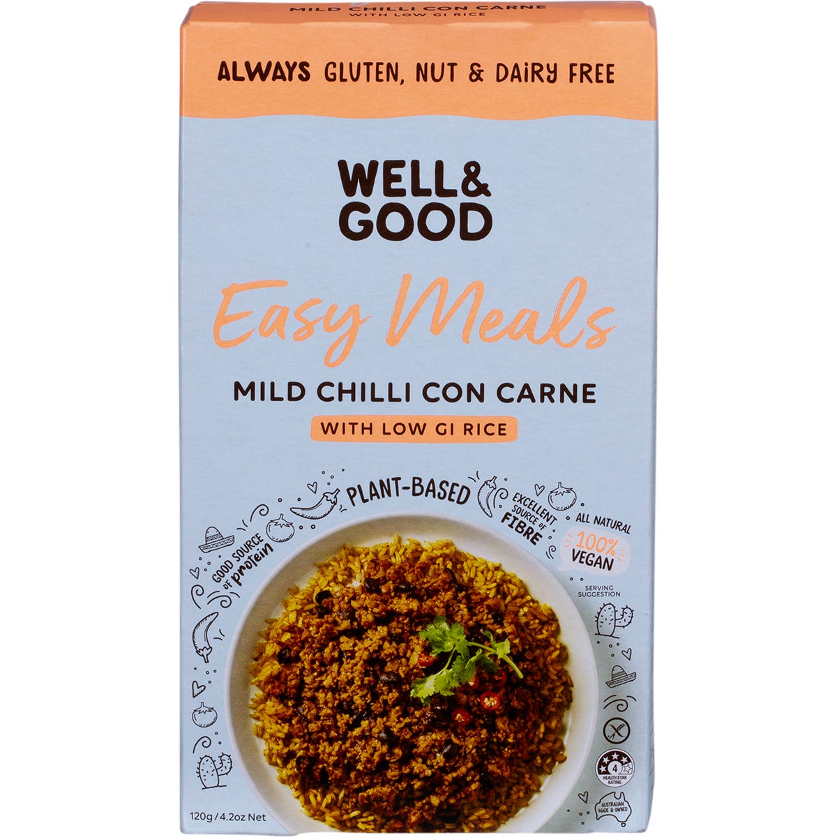 Well & Good Mild Chilli Con Carne with Low GI Rice 120g - Well & Good