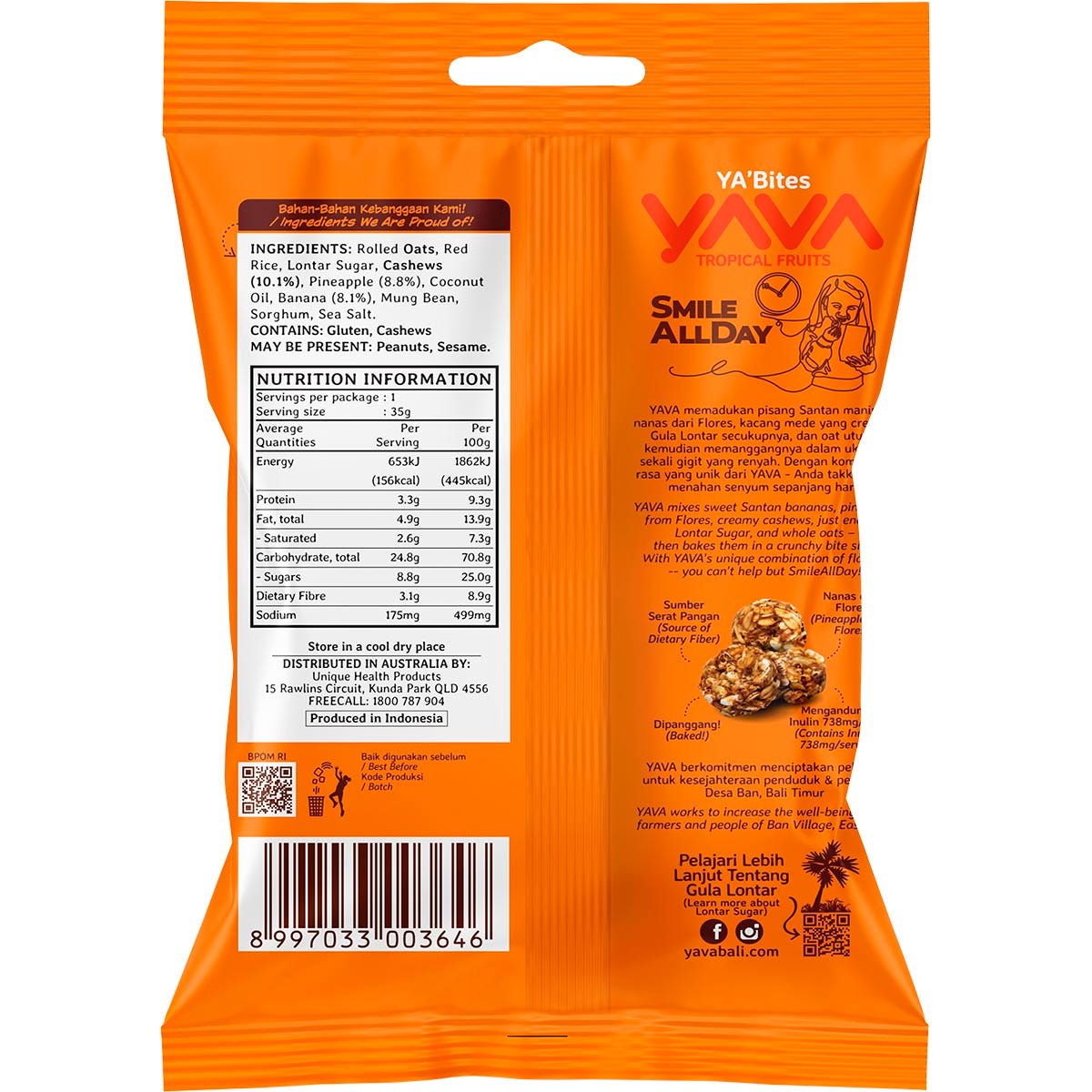 YAVA YA'Bites Granola Snack Tropical Fruits 8x35g - YAVA
