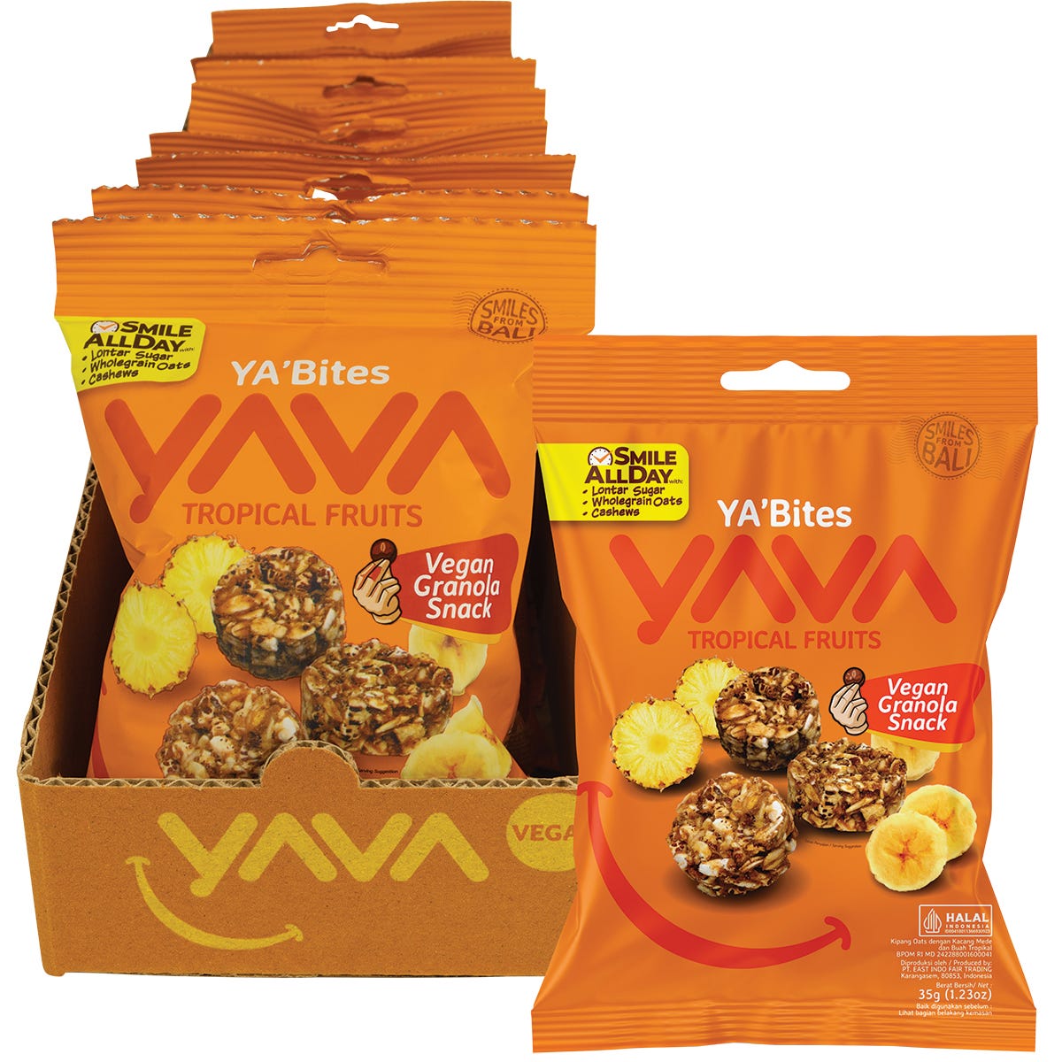 YAVA YA'Bites Granola Snack Tropical Fruits 8x35g - YAVA