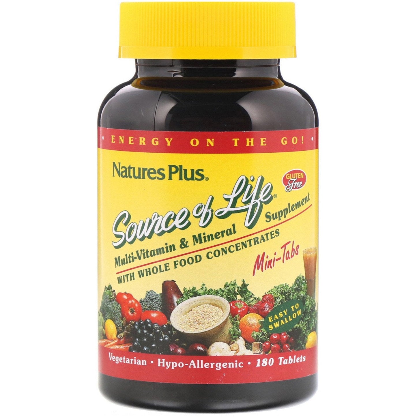 Nature's Plus, Source of Life, Multi-Vitamin & Mineral Supplement with Whole Food Concentrates, 180 Mini Tablets - The Supplement Shop