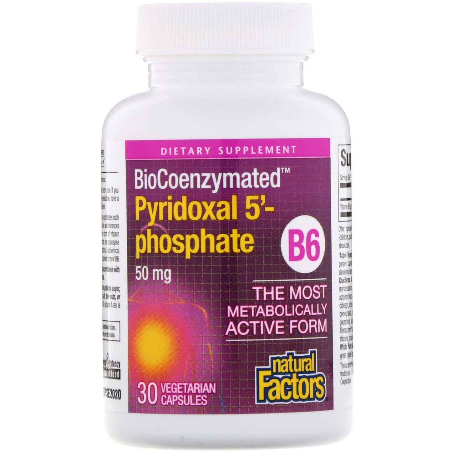 Natural Factors, BioCoenzymated, B6, Pyridoxal 5'-Phosphate, 50 mg, 30 Vegetarian Capsules - The Supplement Shop