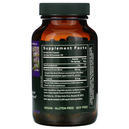 Gaia Herbs, Holy Basil Leaf, 120 Vegan Liquid Phyto-Caps - The Supplement Shop