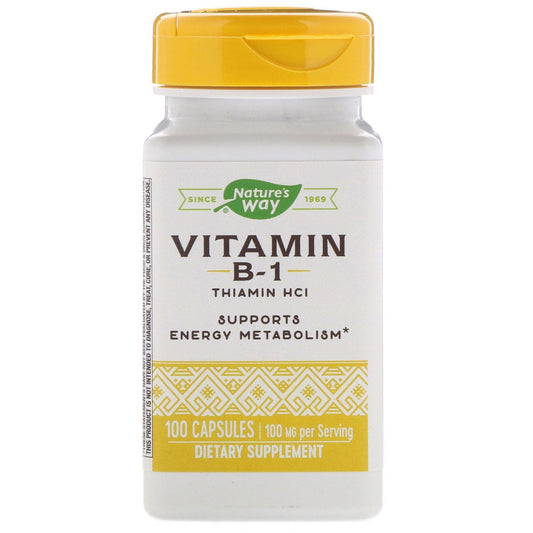 Nature's Way, Vitamin B-1, 100 mg, 100 Capsules - The Supplement Shop