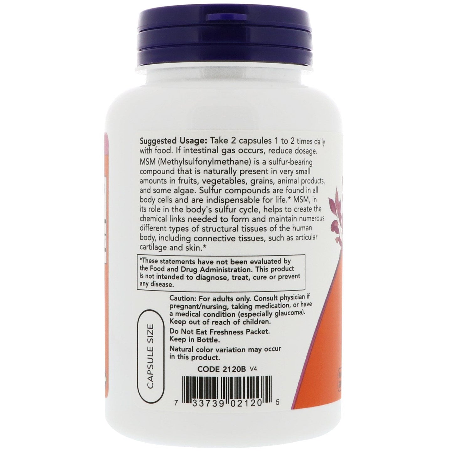 Now Foods, MSM, Methylsulfonylmethane, 1,000 mg, 120 Veg Capsules - The Supplement Shop