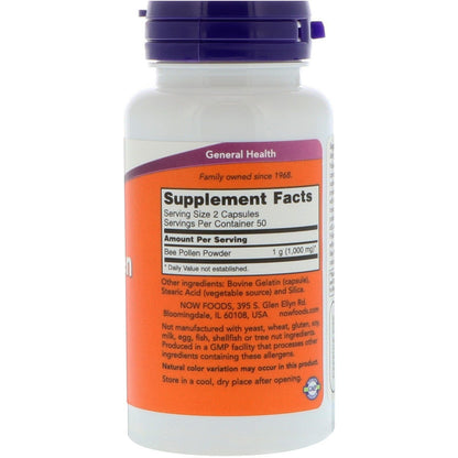 Now Foods, Bee Pollen Caps, 500 mg, 100 Capsules - The Supplement Shop