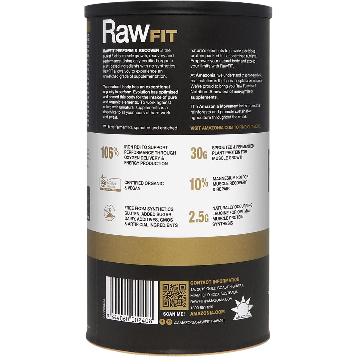 Amazonia RawFit Plant Protein Perform & Recover Rich Chocolate 500g