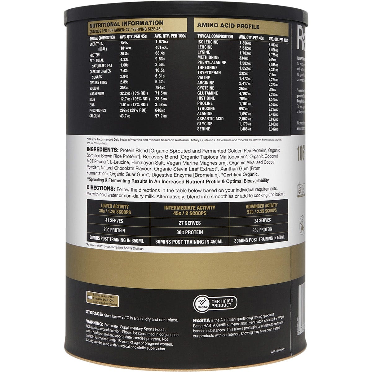 Amazonia RawFit Plant Protein Perform & Recover Rich Chocolate 1.25kg