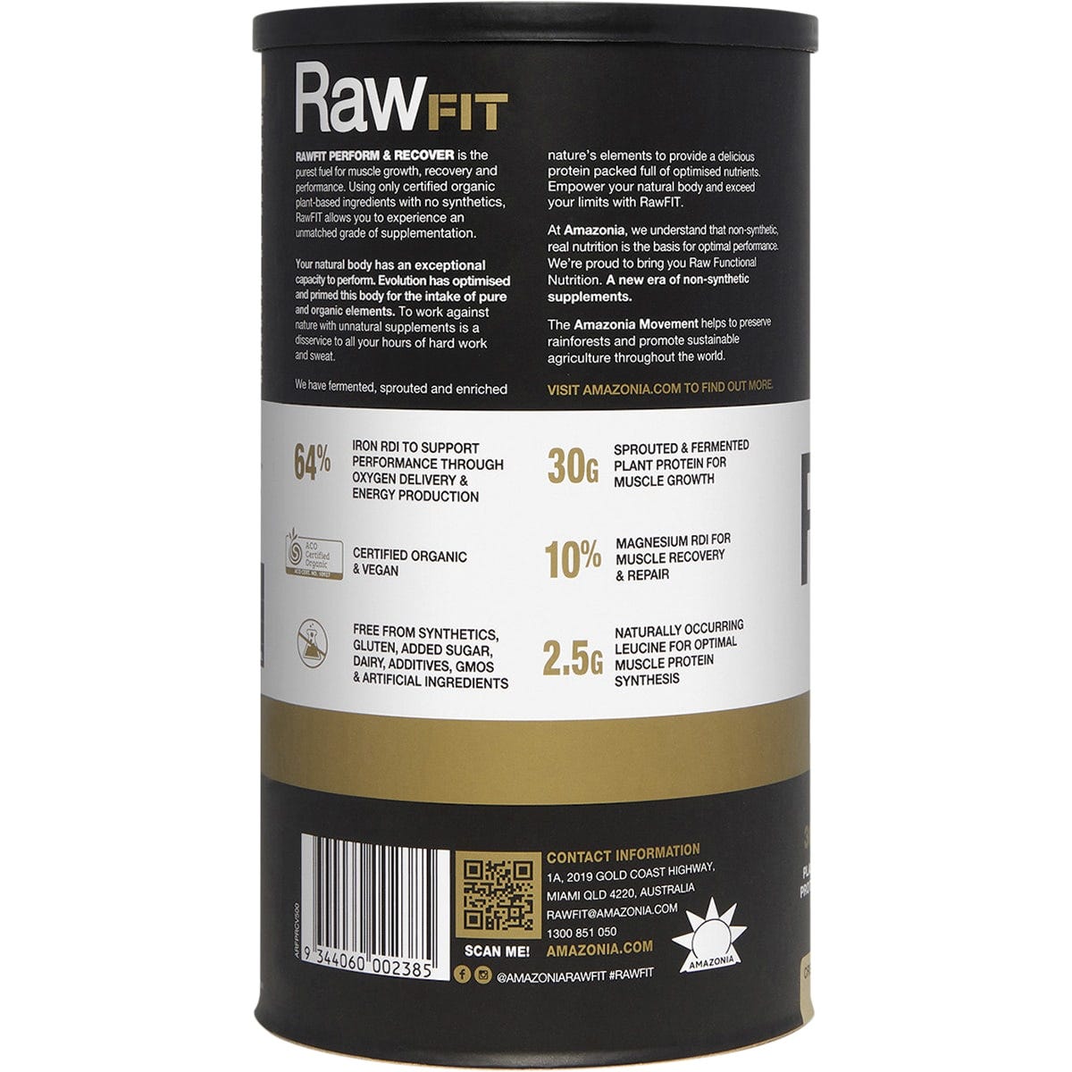 Amazonia RawFit Plant Protein Perform & Recover Creamy Vanilla 500g