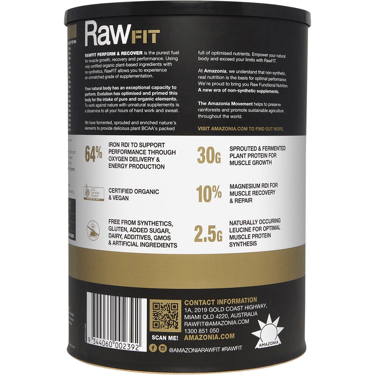 Amazonia RawFit Plant Protein Perform & Recover Creamy Vanilla 1.25kg