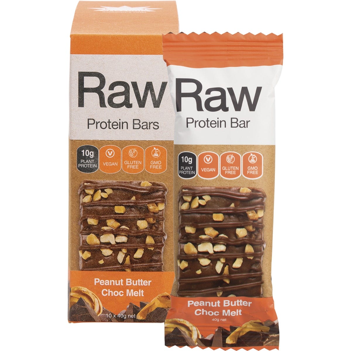 Amazonia Raw Protein Bar Peanut Butter Choc Melt 10x40g