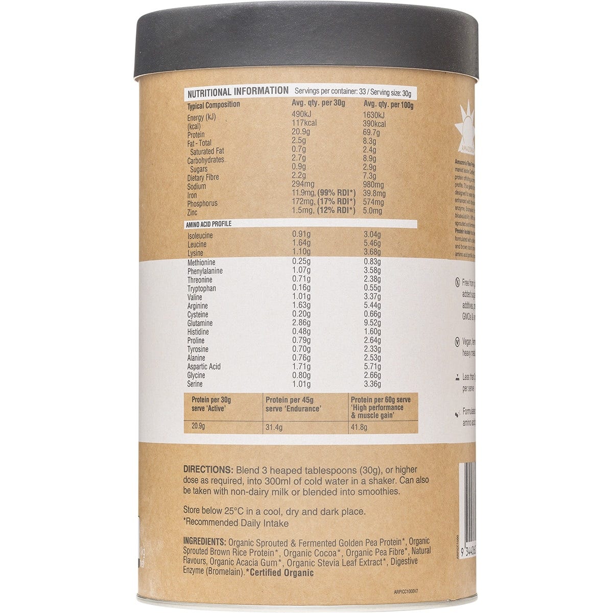 Amazonia Raw Protein Isolate Choc Coconut 1kg