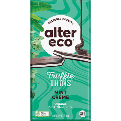 Alter Eco Chocolate Organic Mint Creme Dark Truffle Thins 12x84g